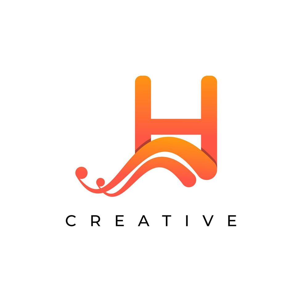 bedrijfslogo in eerste h-letter met creatieve swoosh vloeibare kleur voor de kleurovergang, vectorsjabloonelement vector