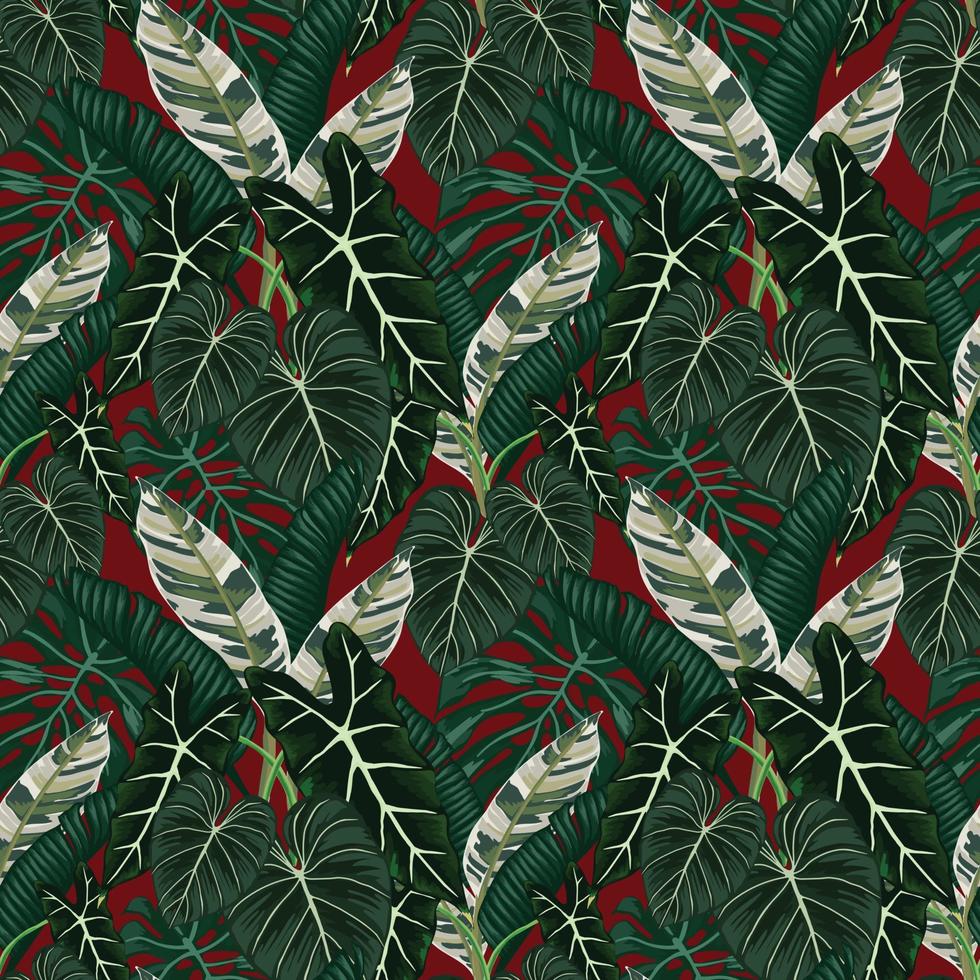 exotisch tropisch blad naadloos patroonontwerp vector