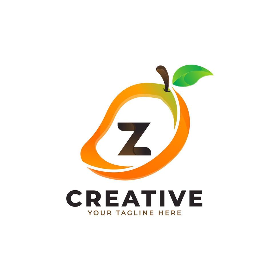 letter z-logo in vers mangofruit met moderne stijl. merk identiteit logo's ontwerpen vector illustratie sjabloon