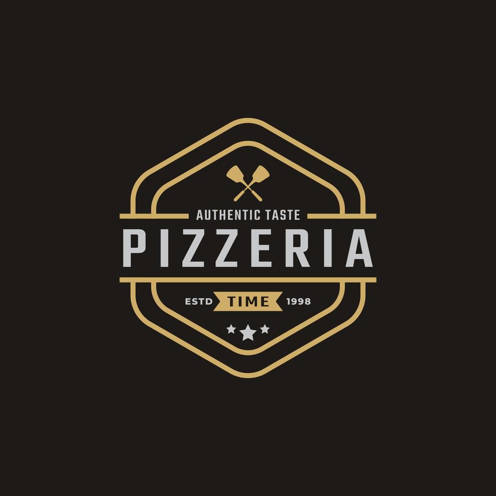 vintage klassiek embleem badge spatel pizza pizzeria logo ontwerp inspiratie vector