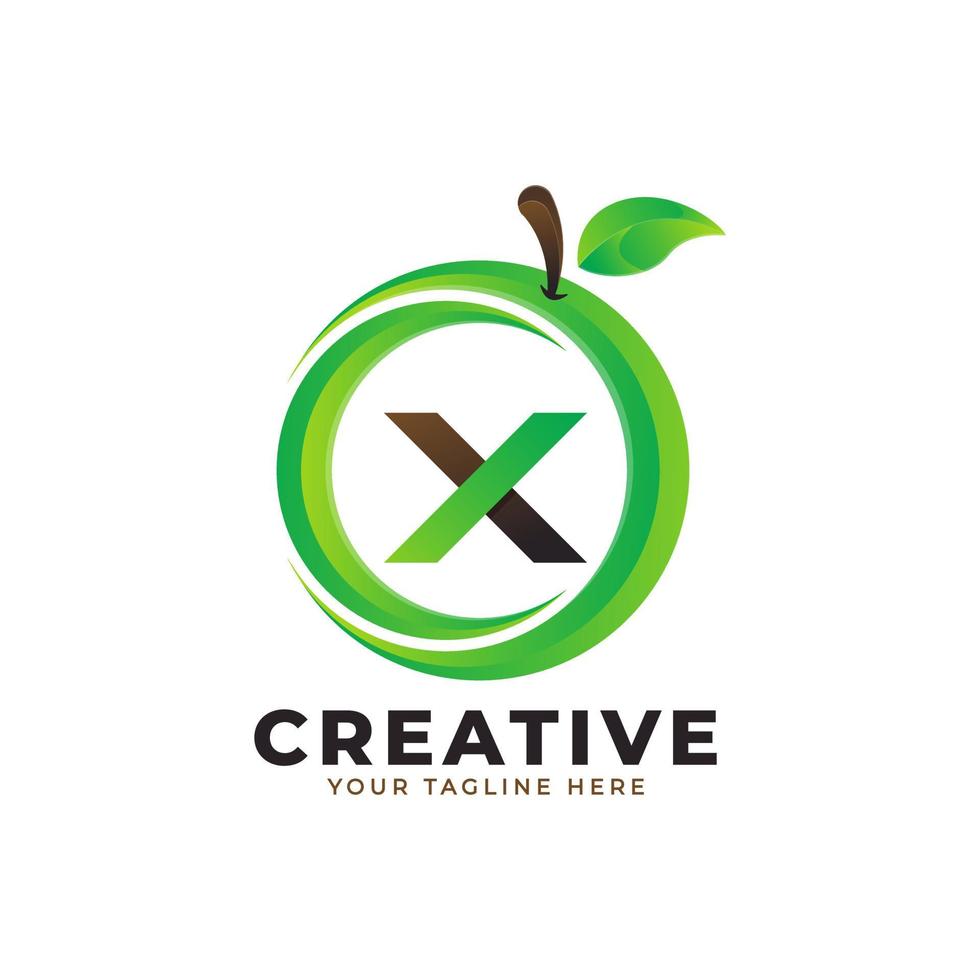 letter x-logo in vers oranje fruit met moderne stijl. merk identiteit logo's ontwerpen vector illustratie sjabloon