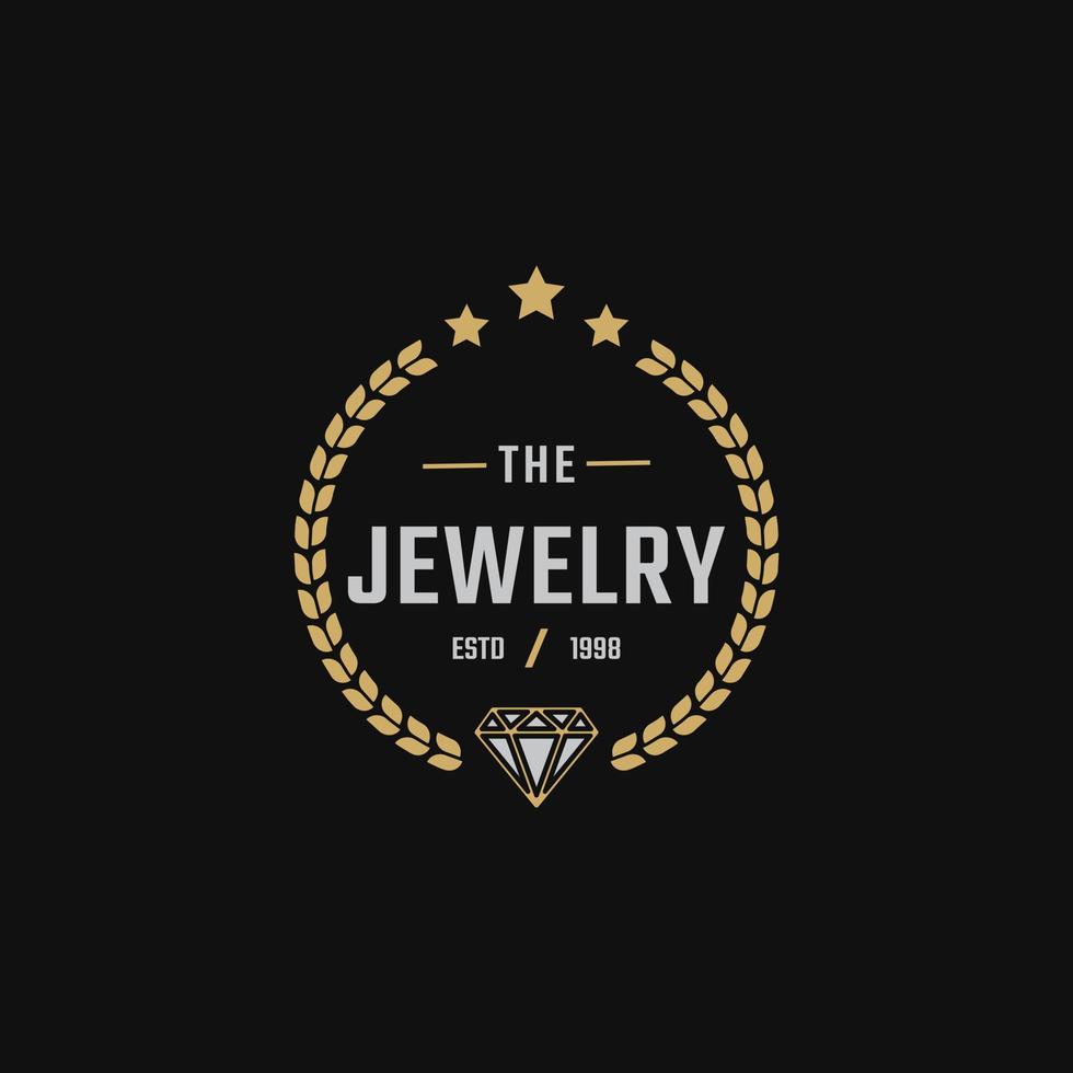 klassieke vintage retro label badge voor luxe lijntekeningen diamanten edelsteen sieraden logo ontwerp inspiratie vector