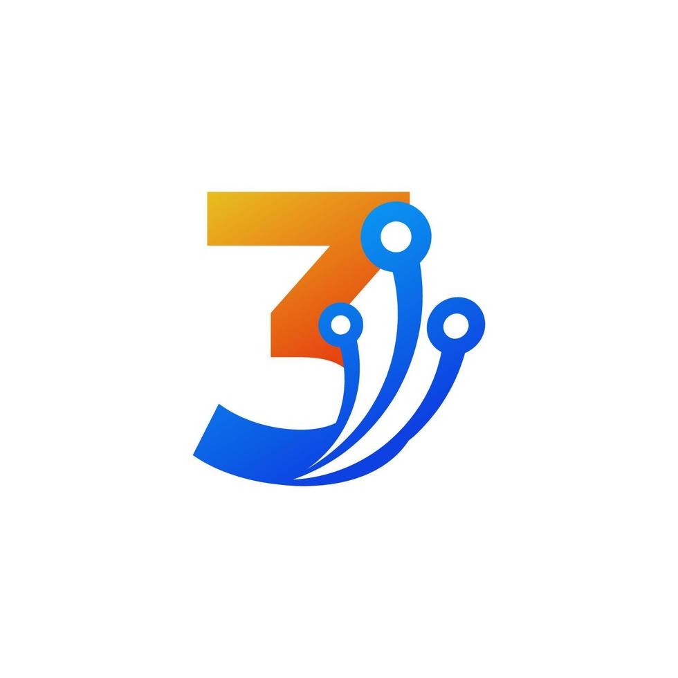 nummer 3 technologie logo ontwerpsjabloon element vector