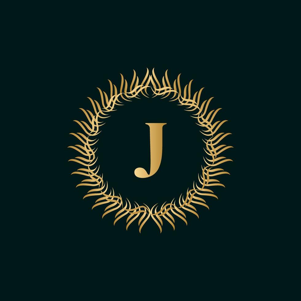 embleem letter j weven cirkel monogram sierlijke sjabloon. eenvoudig logo-ontwerp voor luxe embleem, royalty, visitekaartje, boetiek, hotel, heraldisch. kalligrafische vintage rand. vector illustratie