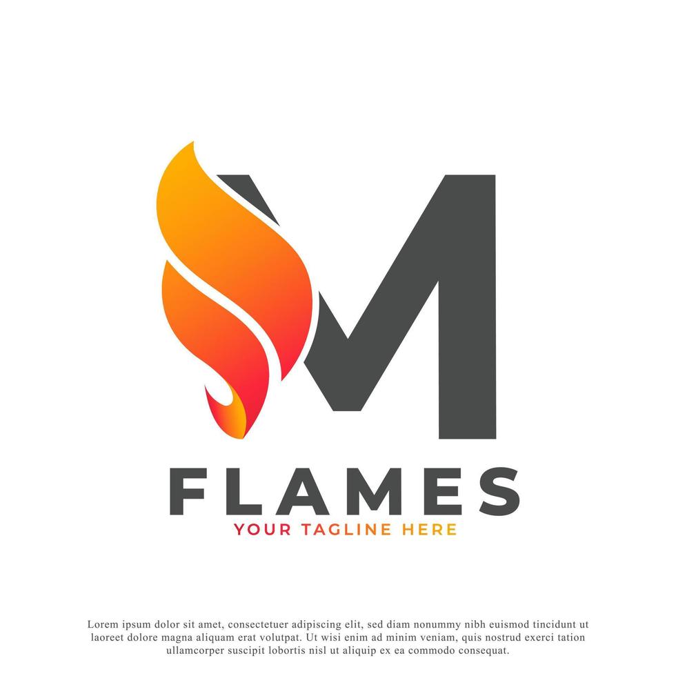 vlam met letter m logo-ontwerp. brand vector logo sjabloon