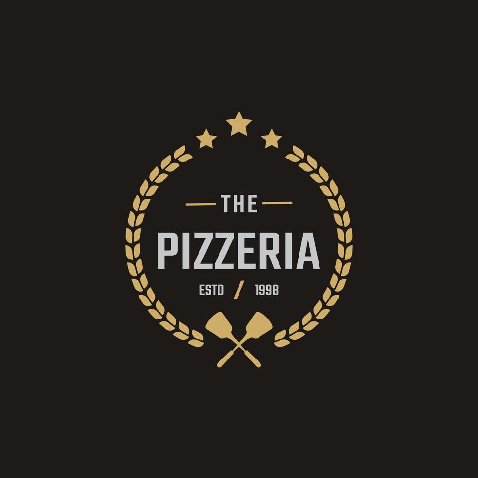 vintage klassiek embleem badge spatel pizza pizzeria logo ontwerp inspiratie vector