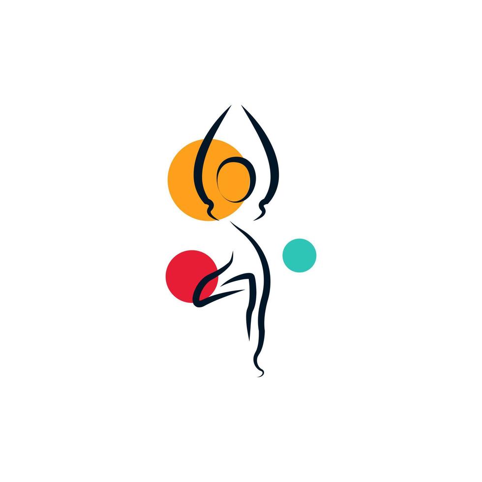 kleurrijke fitness en wellness lijn stijl vector logo ontwerp sjabloon element