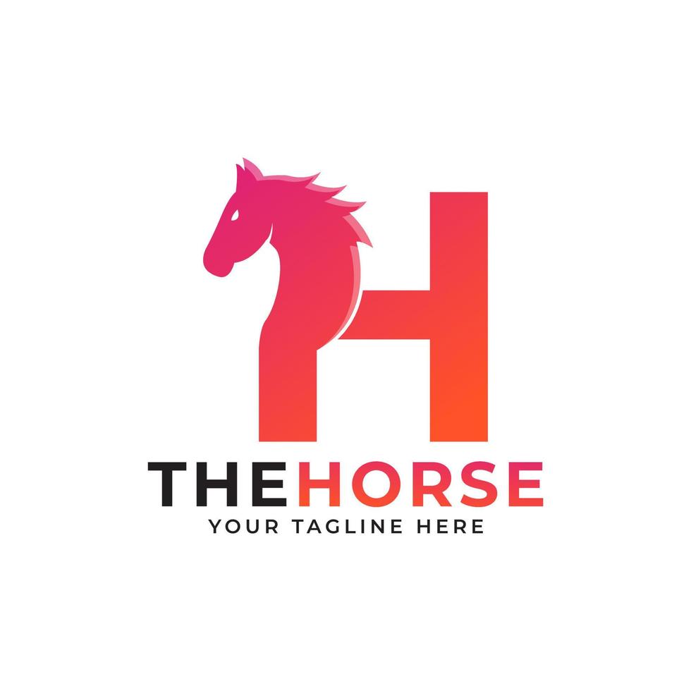 creatieve beginletter h met paard of hengst hoofd logo vector concept