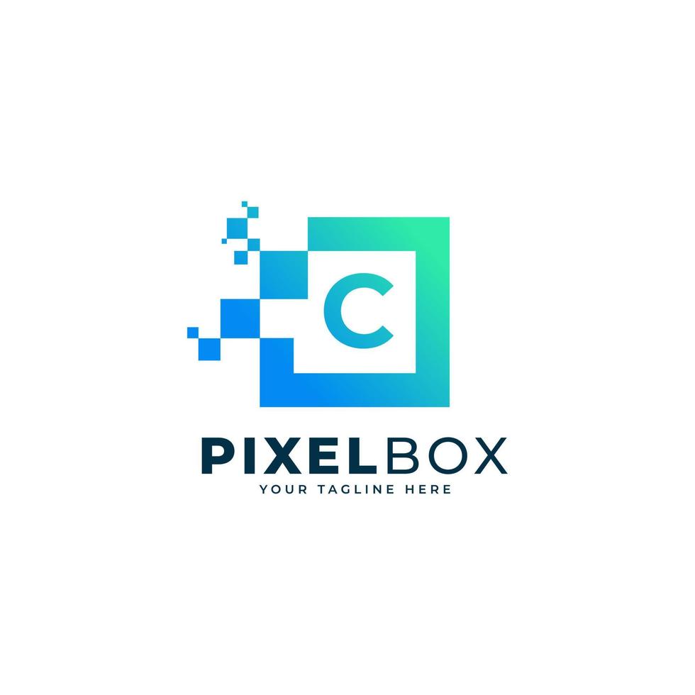 eerste letter c digitale pixel logo-ontwerp. geometrische vorm met vierkante pixelpunten. bruikbaar voor bedrijfs- en technologielogo's vector