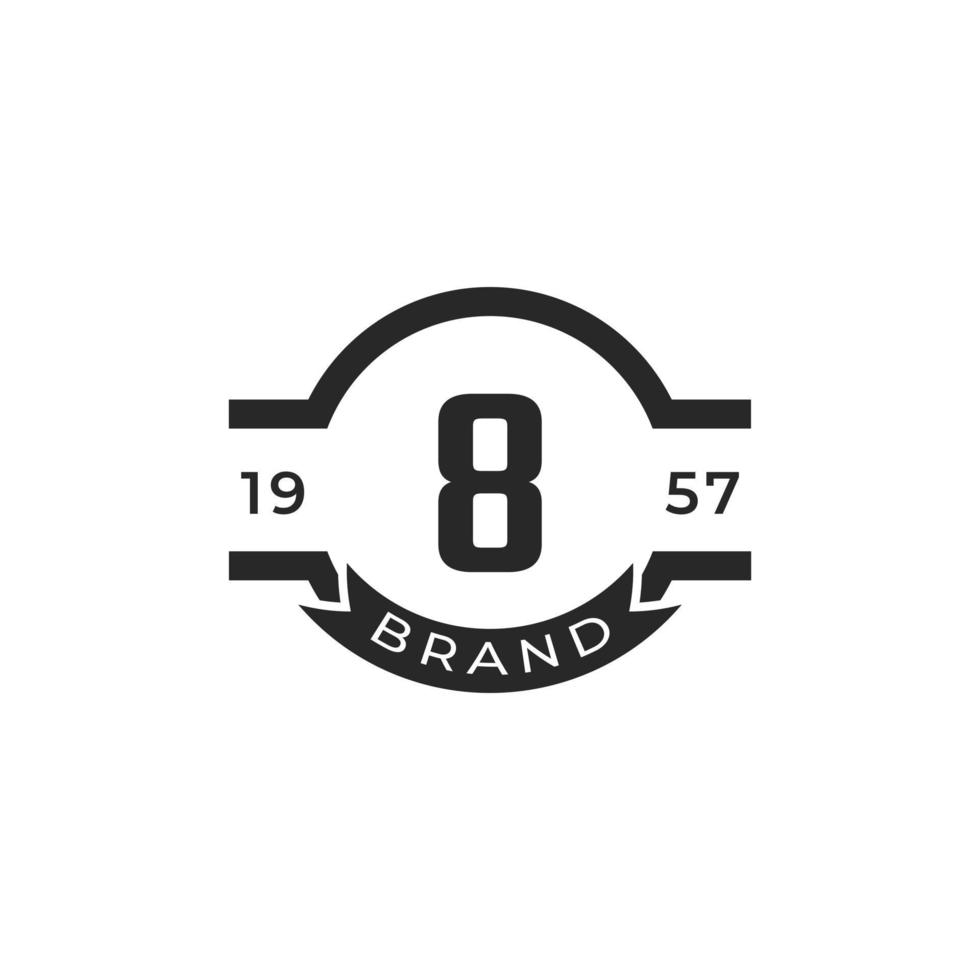 vintage insigne nummer 8 logo-ontwerpelement sjabloon. geschikt voor identiteit, label, badge, café, hotel icoon vector