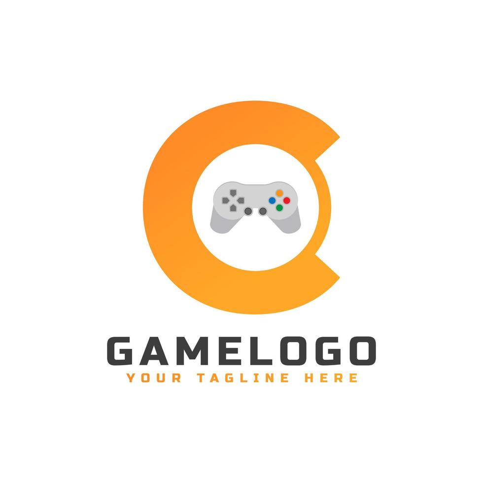 beginletter c met gameconsole-pictogram en pixel voor gaming-logo-concept. bruikbaar voor logo's van bedrijfs-, technologie- en game-opstarttoepassingen. vector