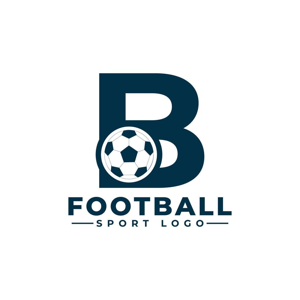 letter b met voetbal logo-ontwerp. vectorontwerpsjabloonelementen voor sportteam of huisstijl. vector