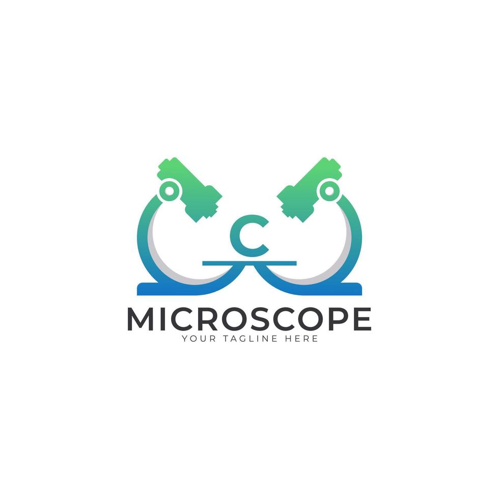 laboratorium logo. eerste letter c Microscoop logo-ontwerpelement sjabloon. vector