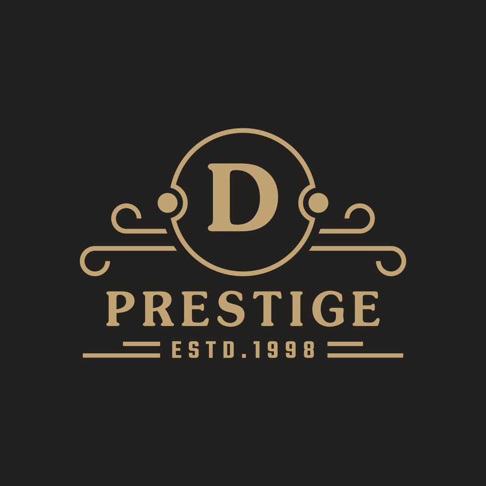letter d luxe logo bloeit kalligrafische elegante ornamentlijnen. zakelijk teken, identiteit voor restaurant, royalty, boetiek, café, hotel, heraldisch, sieraden en mode-logo ontwerpsjabloon vector