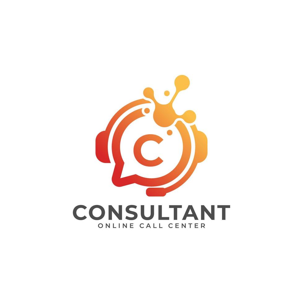 advies logo icoon. online consultant beginletter c logo ontwerpsjabloon vector