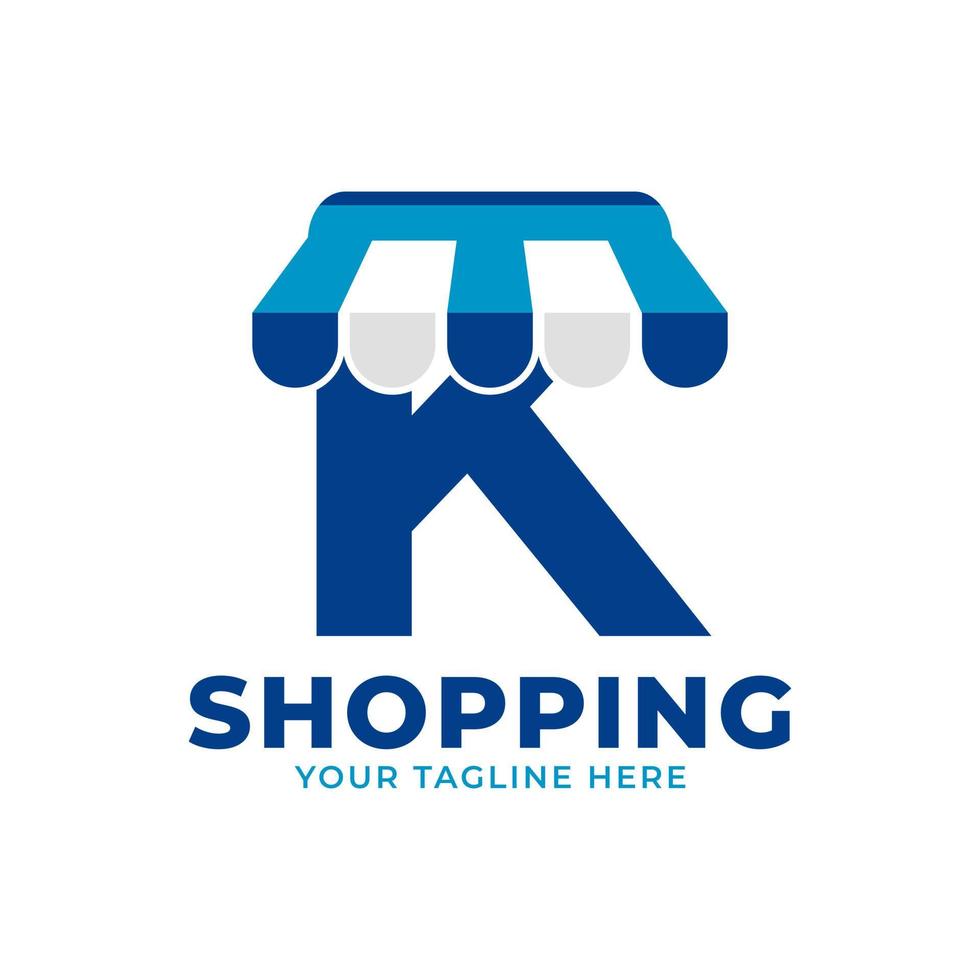 moderne eerste letter k winkel en markt logo vectorillustratie. perfect voor e-commerce, verkoop, korting of winkelwebelement vector