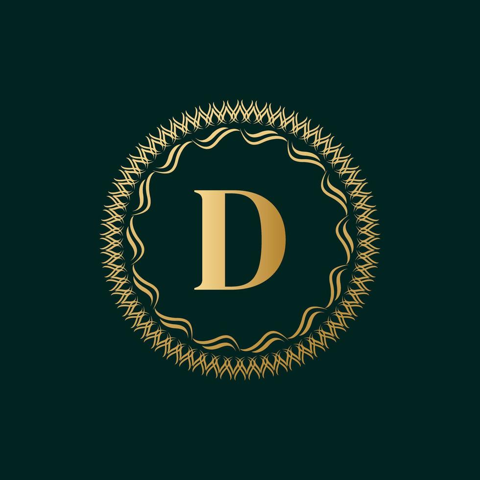 embleem letter d weven cirkel monogram sierlijke sjabloon. eenvoudig logo-ontwerp voor luxe embleem, royalty, visitekaartje, boetiek, hotel, heraldisch. kalligrafische vintage rand. vector illustratie