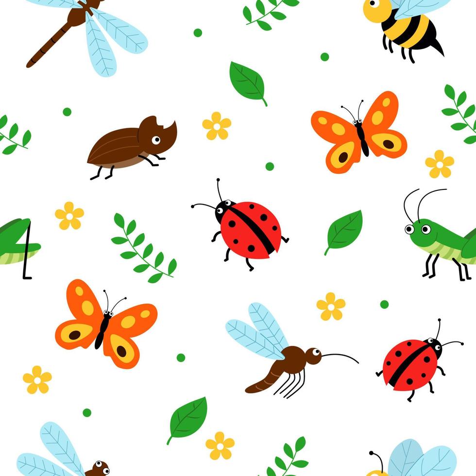 insecten en insecten naadloos patroon vector