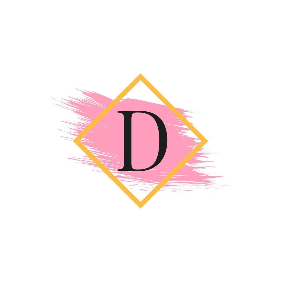 letter d-logo met aquarel penseelstreek. bruikbaar voor bedrijfs-, bruiloft-, make-up- en mode-logo's. vector