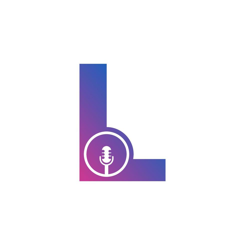 letter l podcast record-logo. alfabet met microfoon pictogram vectorillustratie vector