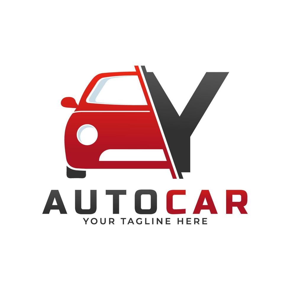 letter y met auto-onderhoudsvector. concept automotive logo-ontwerp van sportwagen. vector