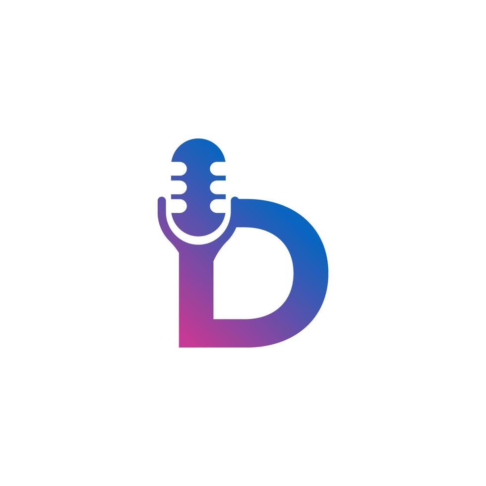 letter d podcast record logo. alfabet met microfoon pictogram vectorillustratie vector