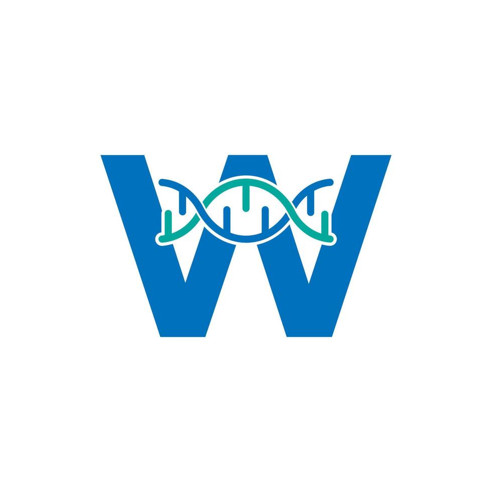 eerste letter w genetische dna pictogram logo ontwerp sjabloon element. biologische illustratie vector