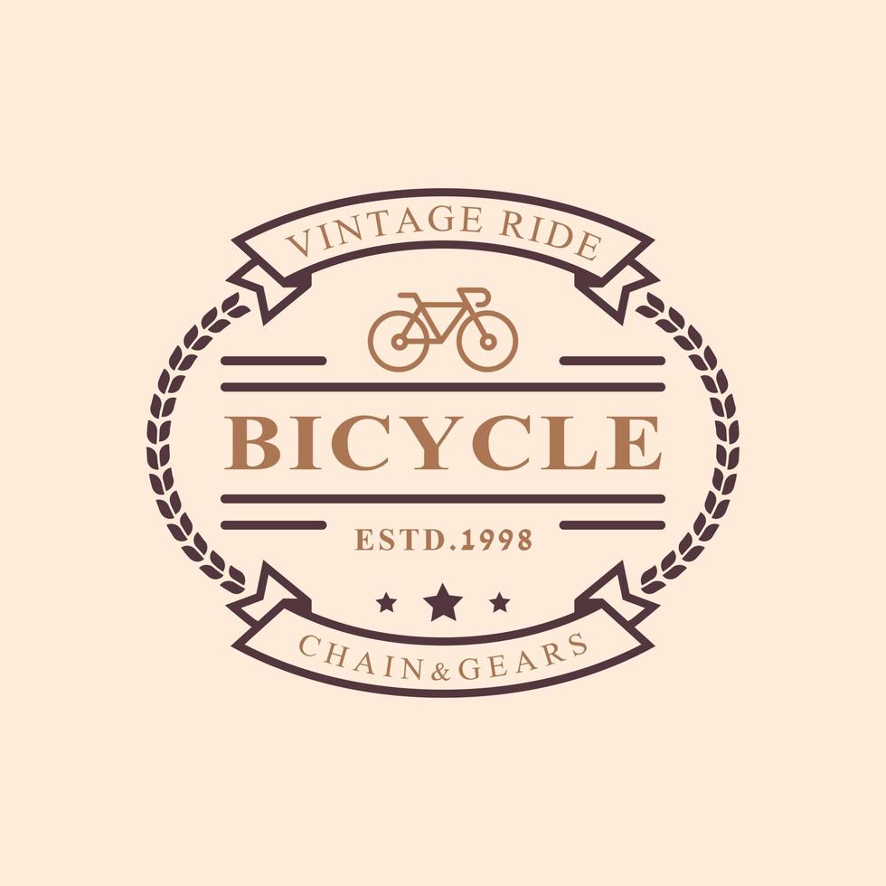 vintage retro badge voor fietsreparatie en diensten winkel logo embleem ontwerp symbool vector