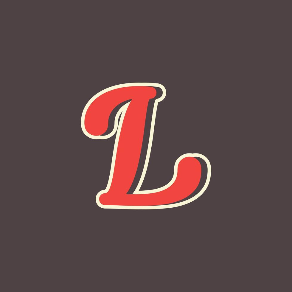 retro letter l-logo in vintage westernstijl met dubbele laag. bruikbaar voor vectorlettertype, labels, posters enz. vector