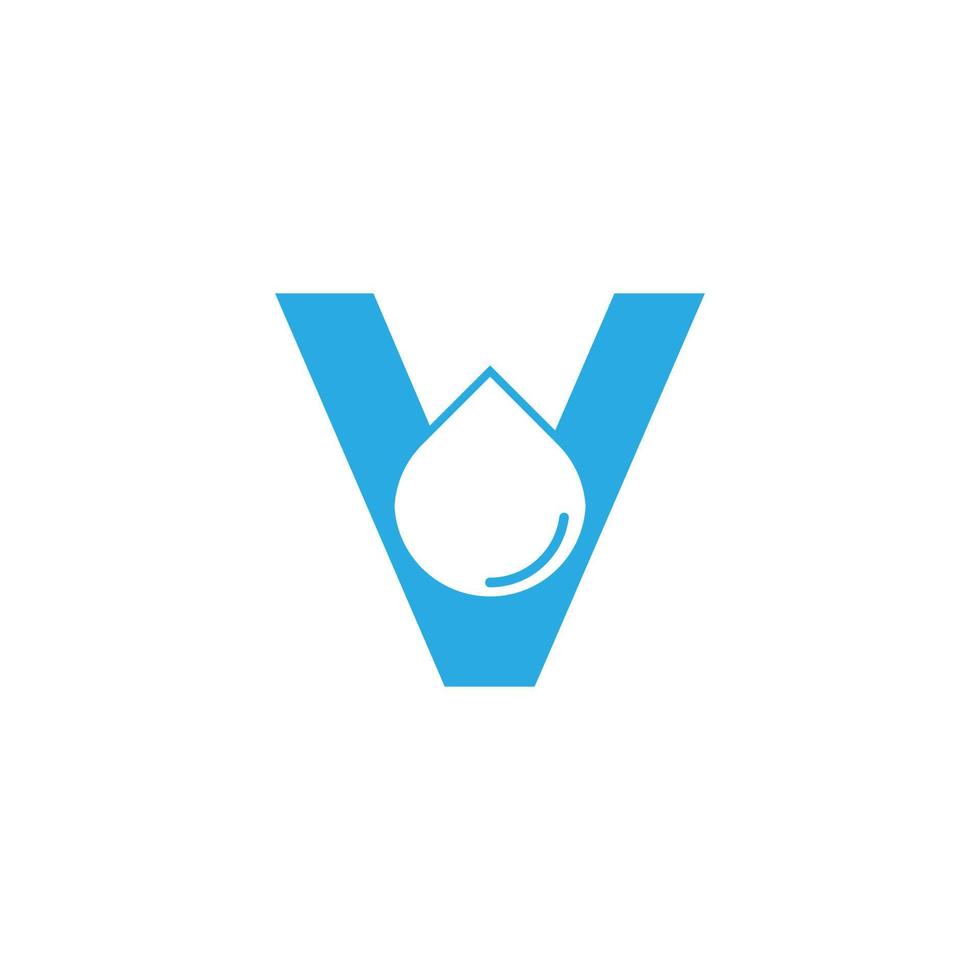 beginletter v hydro-logo met negatieve ruimte waterdruppel pictogram sjabloon ontwerpelement vector