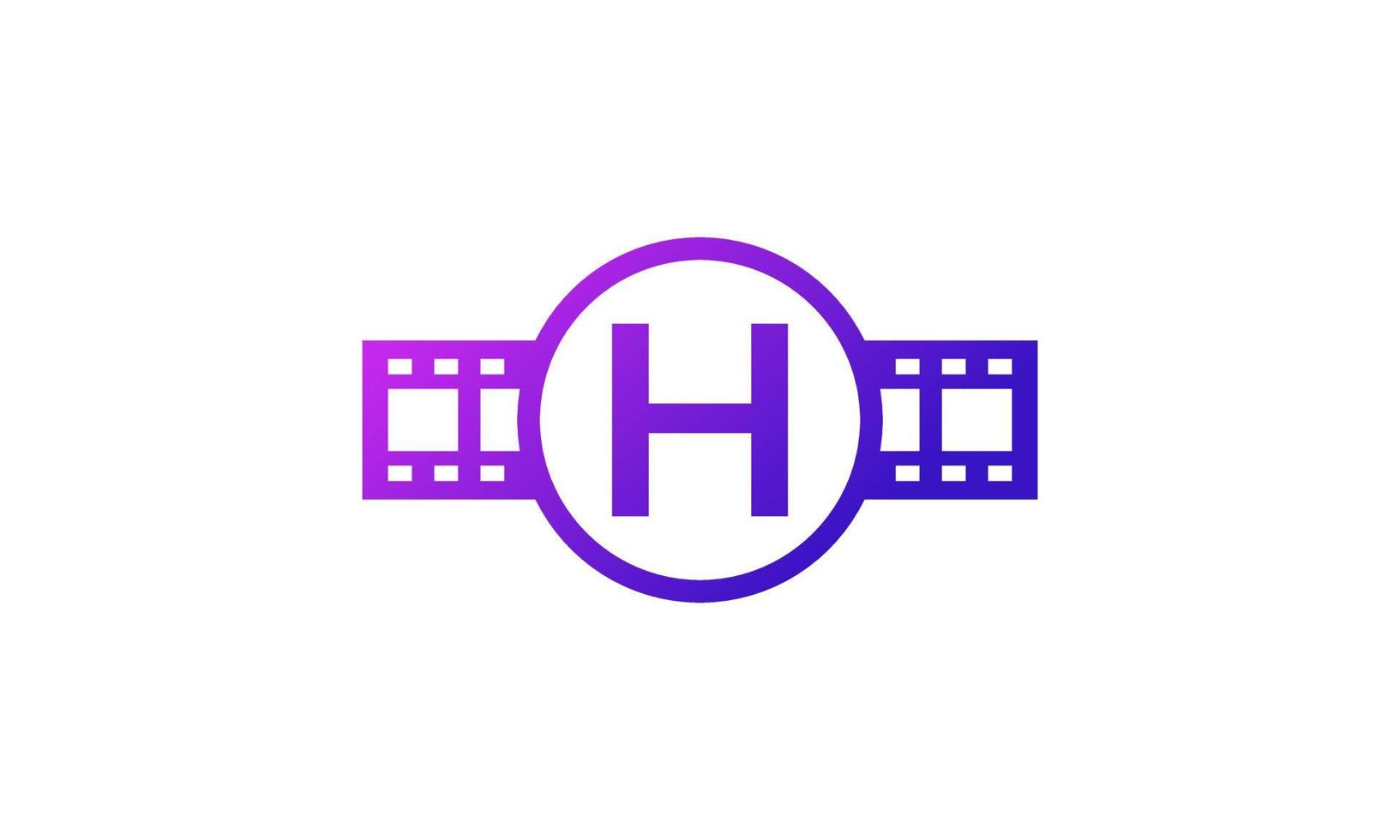 beginletter h cirkel met reel strepen filmstrip voor film film bioscoop productie studio logo inspiratie vector