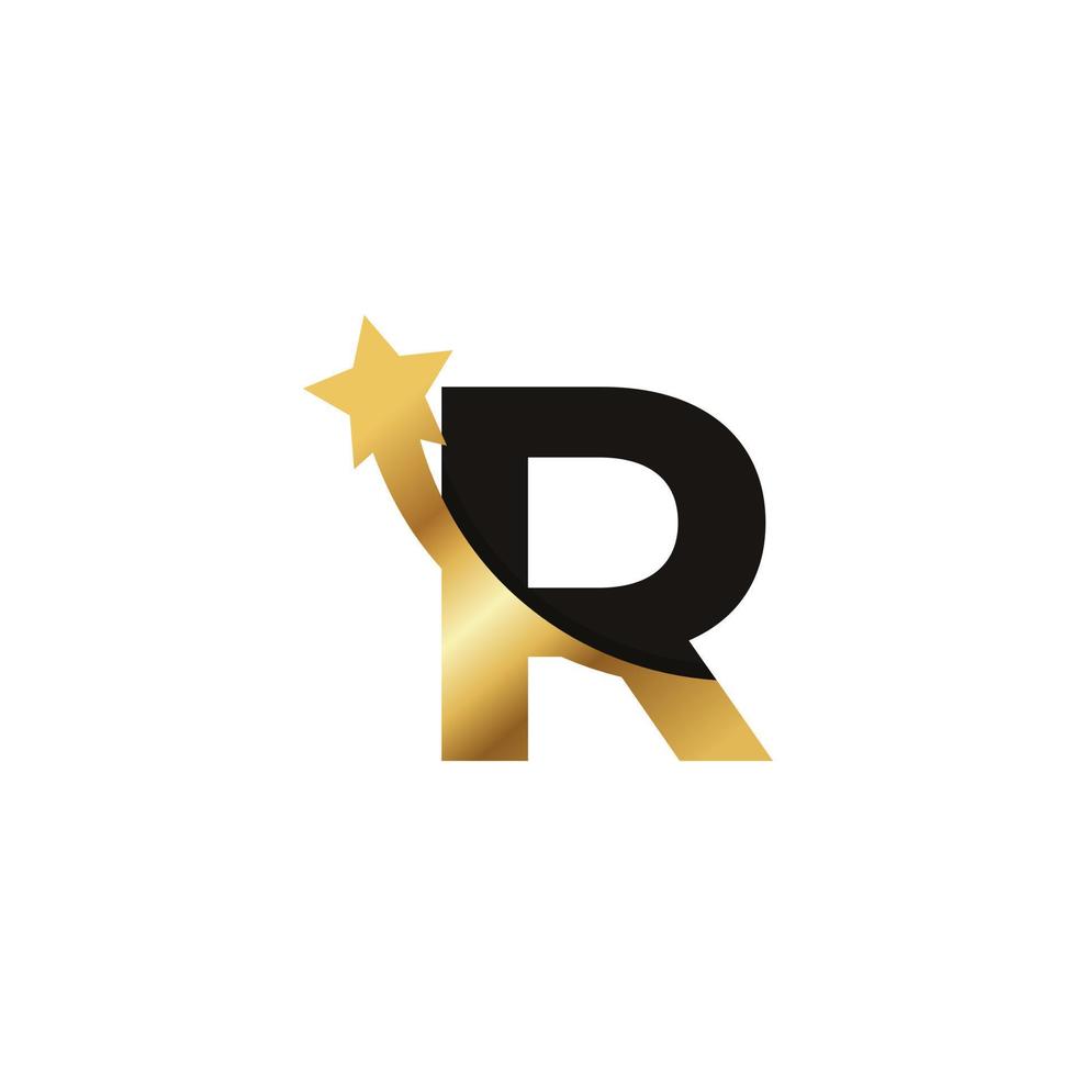 beginletter r gouden ster logo pictogram symbool sjabloon element vector