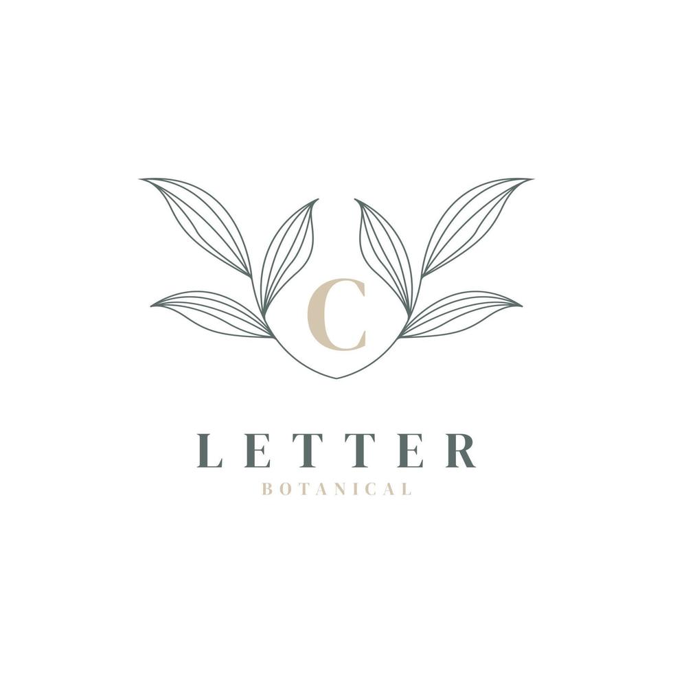 eerste letter c bloemen en botanisch logo. natuurblad vrouwelijk voor schoonheidssalon, massage, cosmetica of spa icoon symbool vector