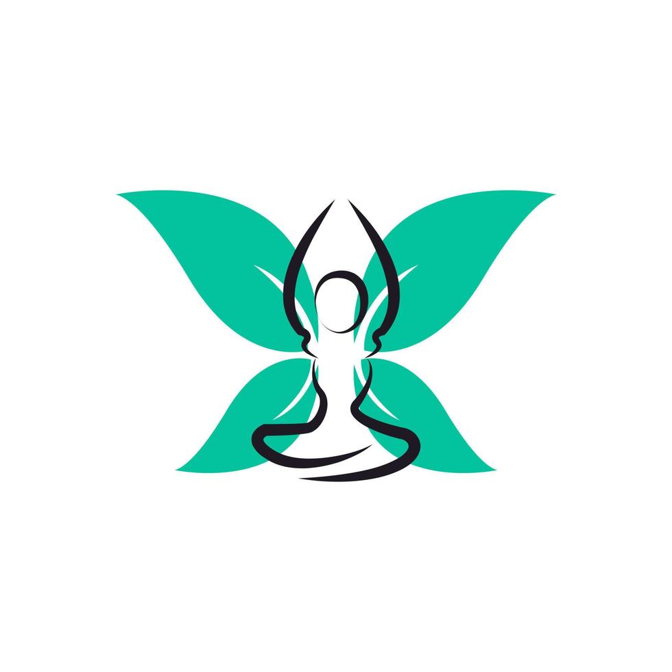vlinder vrouw met bladeren voor wellness en gezond logo pictogram ontwerp sjabloon element vector