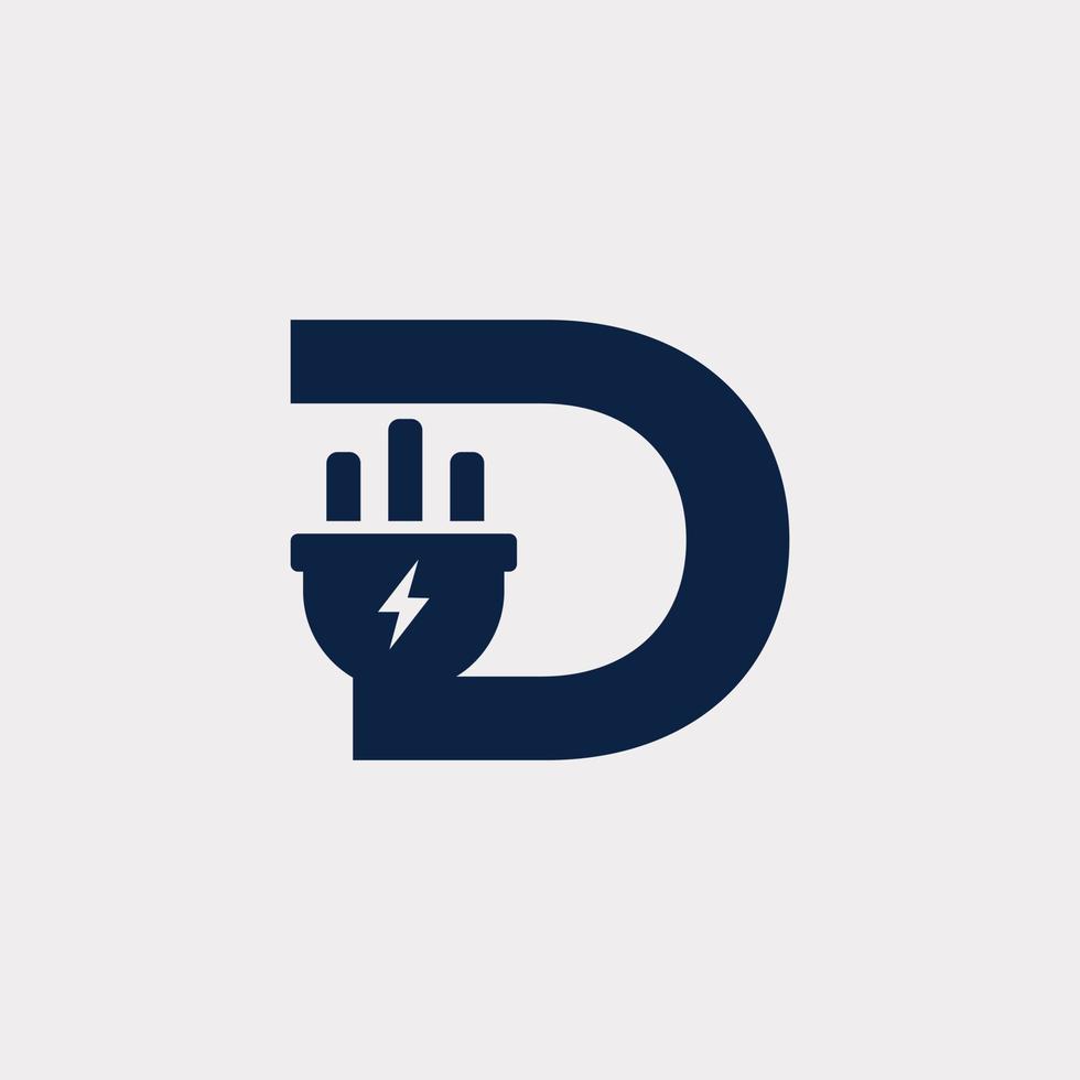 beginletter d elektrisch pictogram logo ontwerpelement. eps10 vector