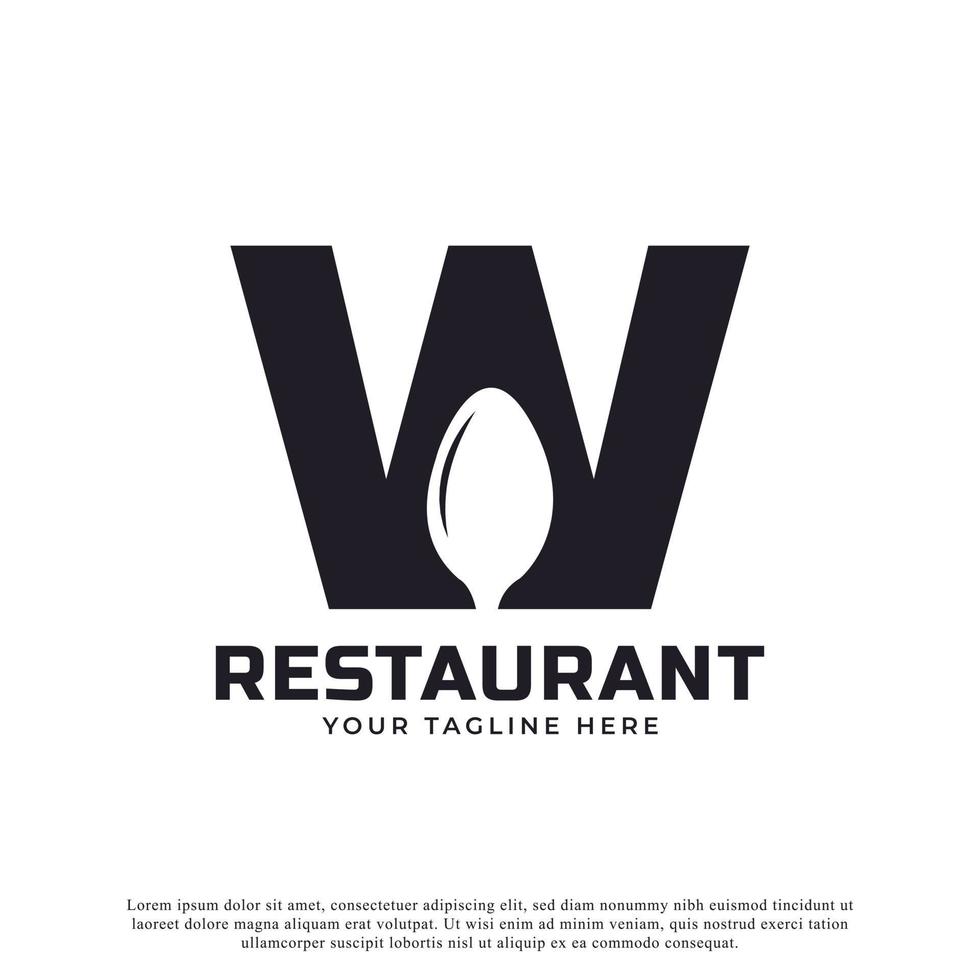 restaurantlogo. beginletter w met lepelvork voor restaurant logo pictogram ontwerpsjabloon vector