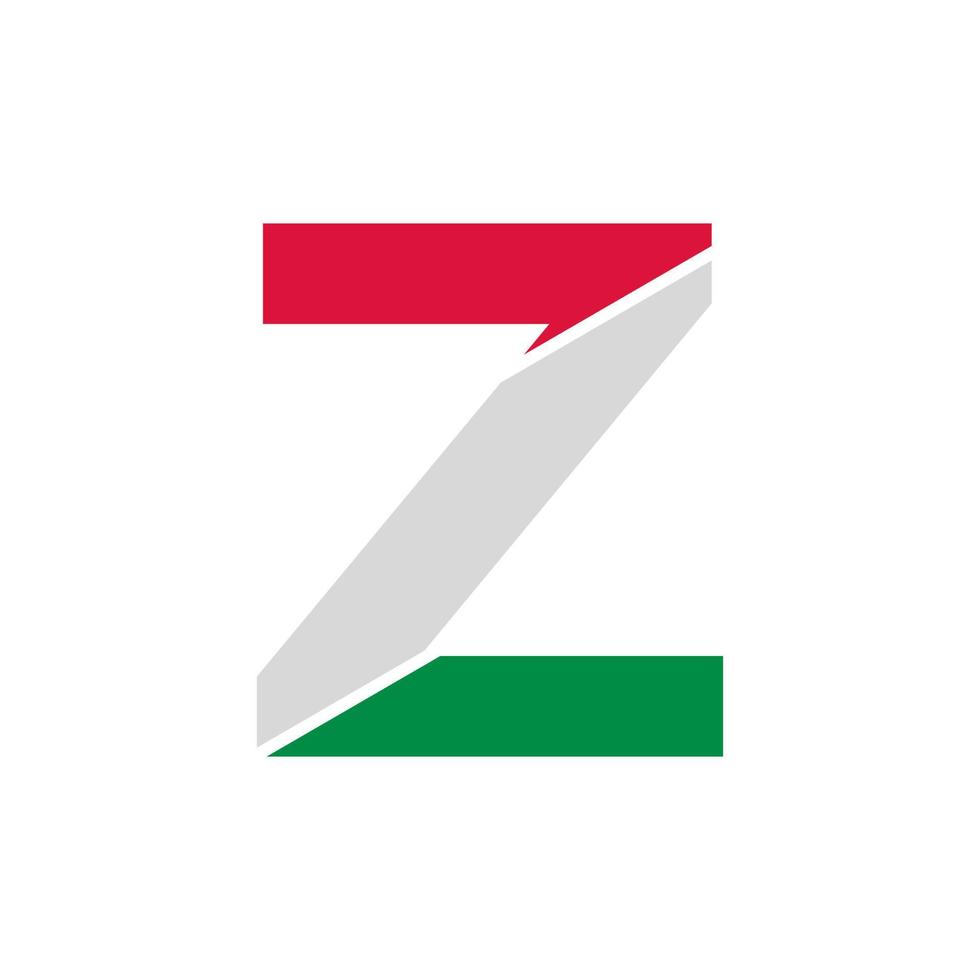 eerste letter z papieruitsparing met Italiaanse vlag kleur logo ontwerpsjabloon vector