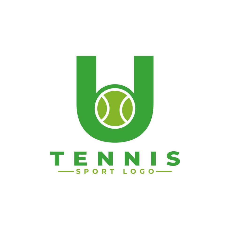 letter u met tennislogo-ontwerp. vectorontwerpsjabloonelementen voor sportteam of huisstijl. vector