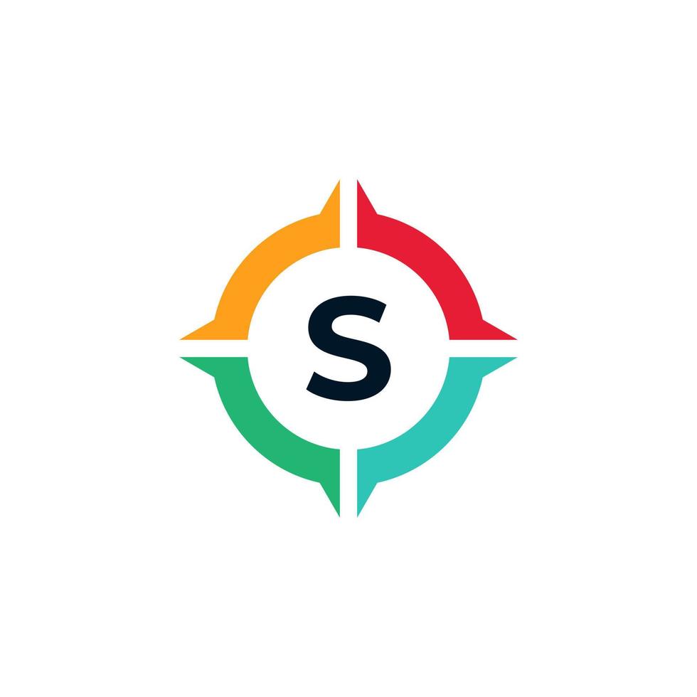 kleurrijke letter s binnen kompas logo ontwerpsjabloon element vector