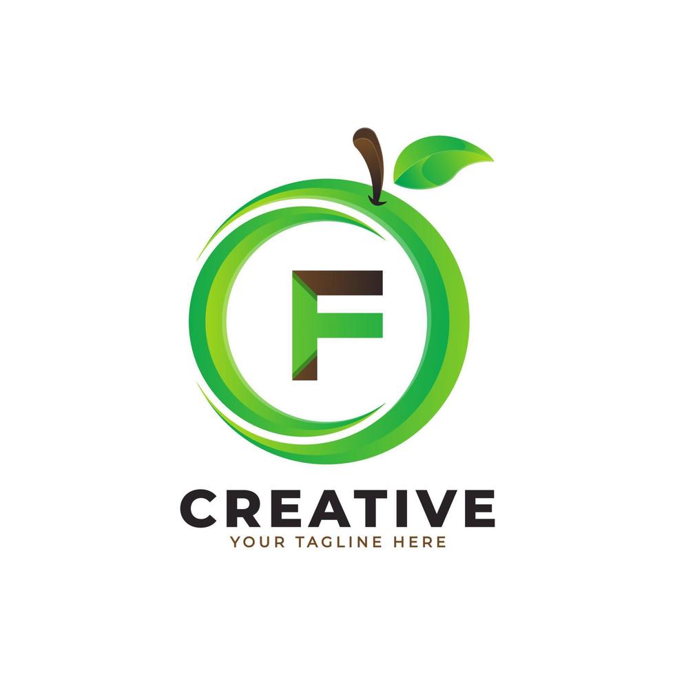 letter f-logo in vers oranje fruit met moderne stijl. merk identiteit logo's ontwerpen vector illustratie sjabloon