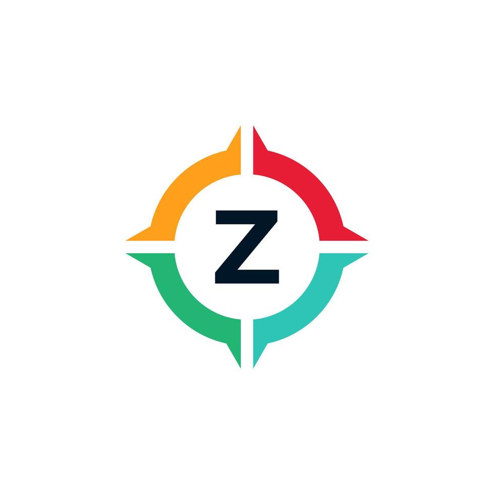 kleurrijke letter z binnen kompas logo ontwerpsjabloon element vector