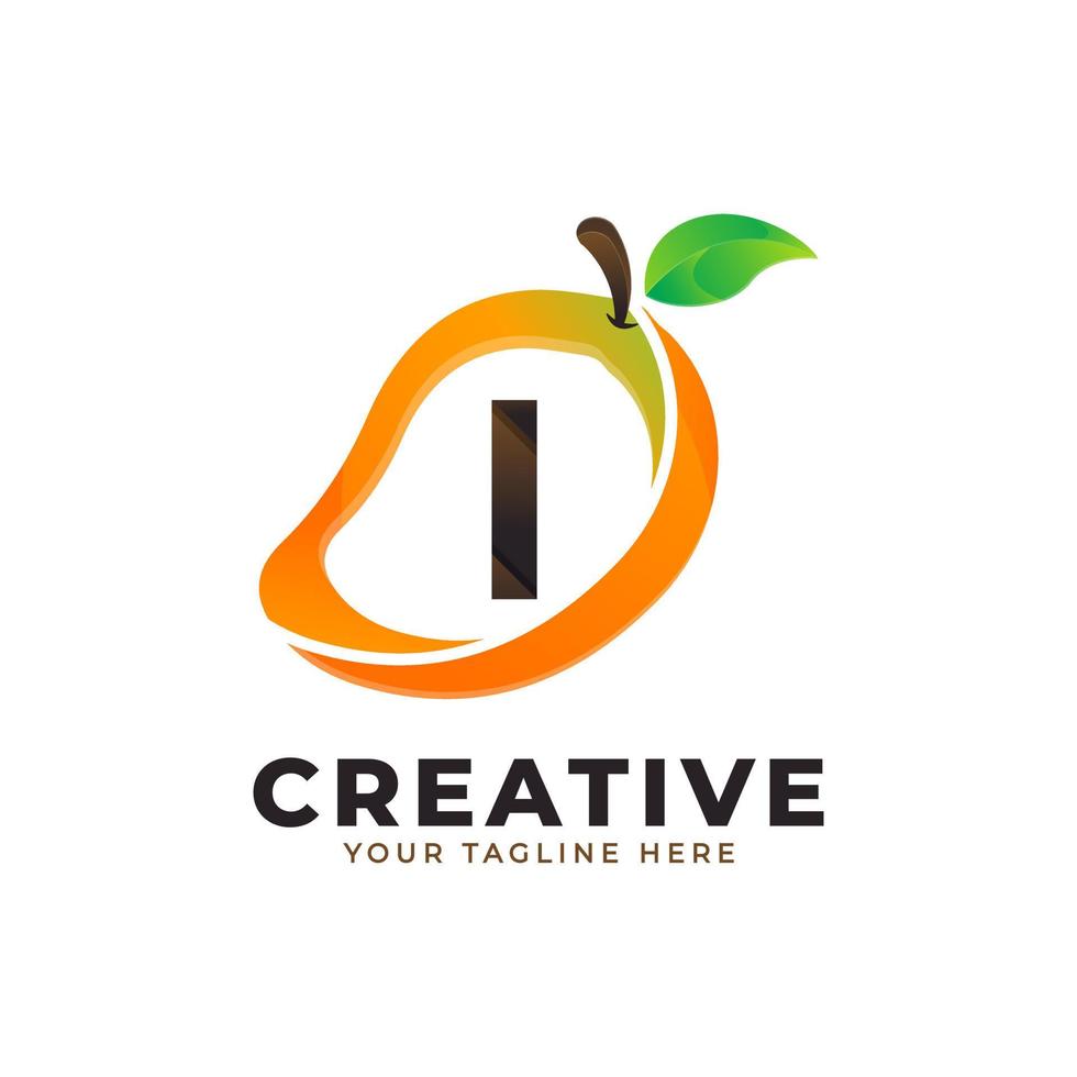 letter i-logo in vers mangofruit met moderne stijl. merk identiteit logo's ontwerpen vector illustratie sjabloon