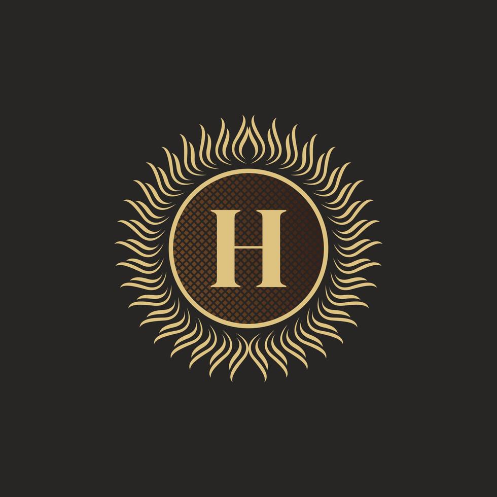 embleem letter h gouden monogram ontwerp. luxe volumetrische logo sjabloon. 3D-lijn ornament voor uithangbord, badge, crest, label, boutique merk, hotel, restaurant, heraldisch. vector illustratie