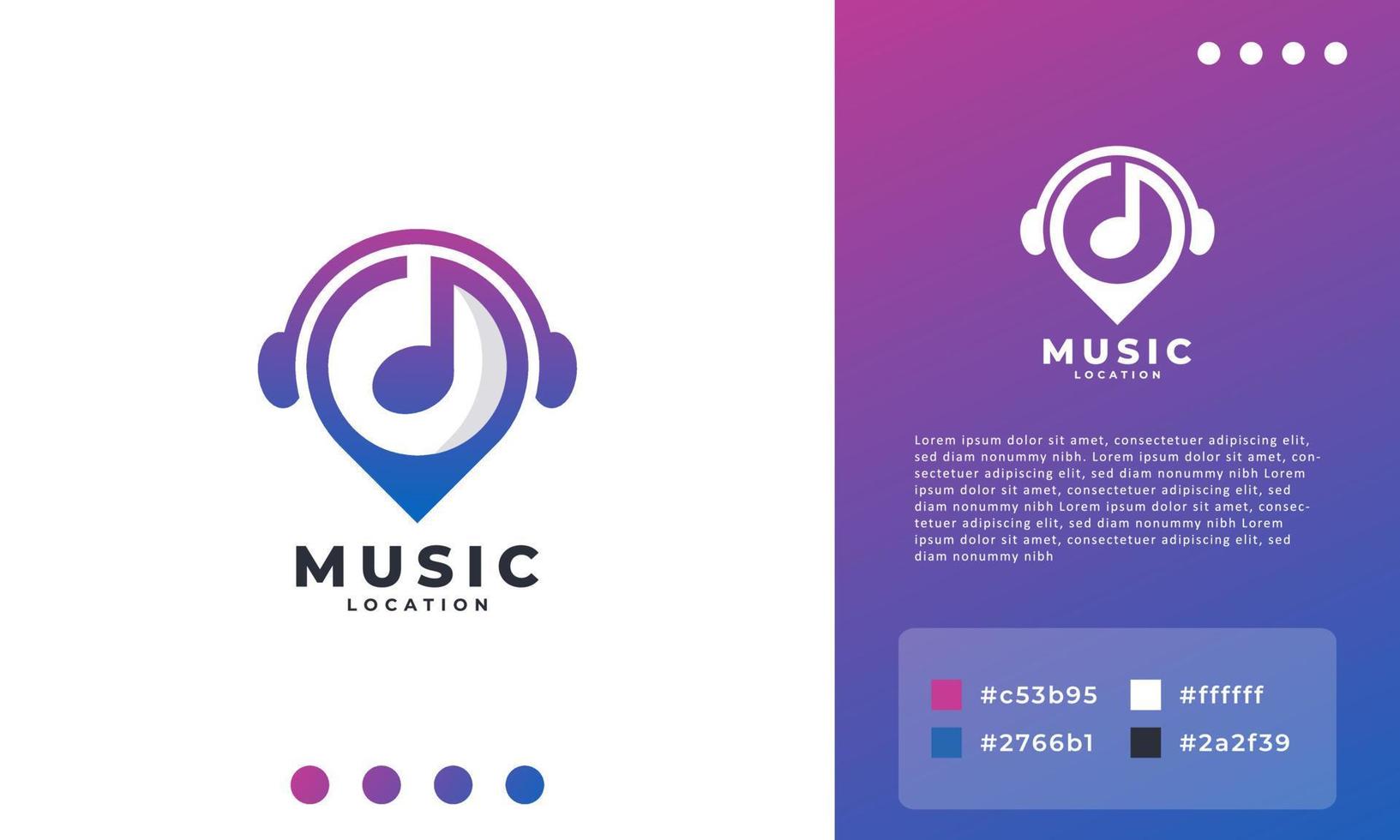 muziekspot en podcast-logo, pin podcast-pictogram logo-ontwerpsjabloonelement vector