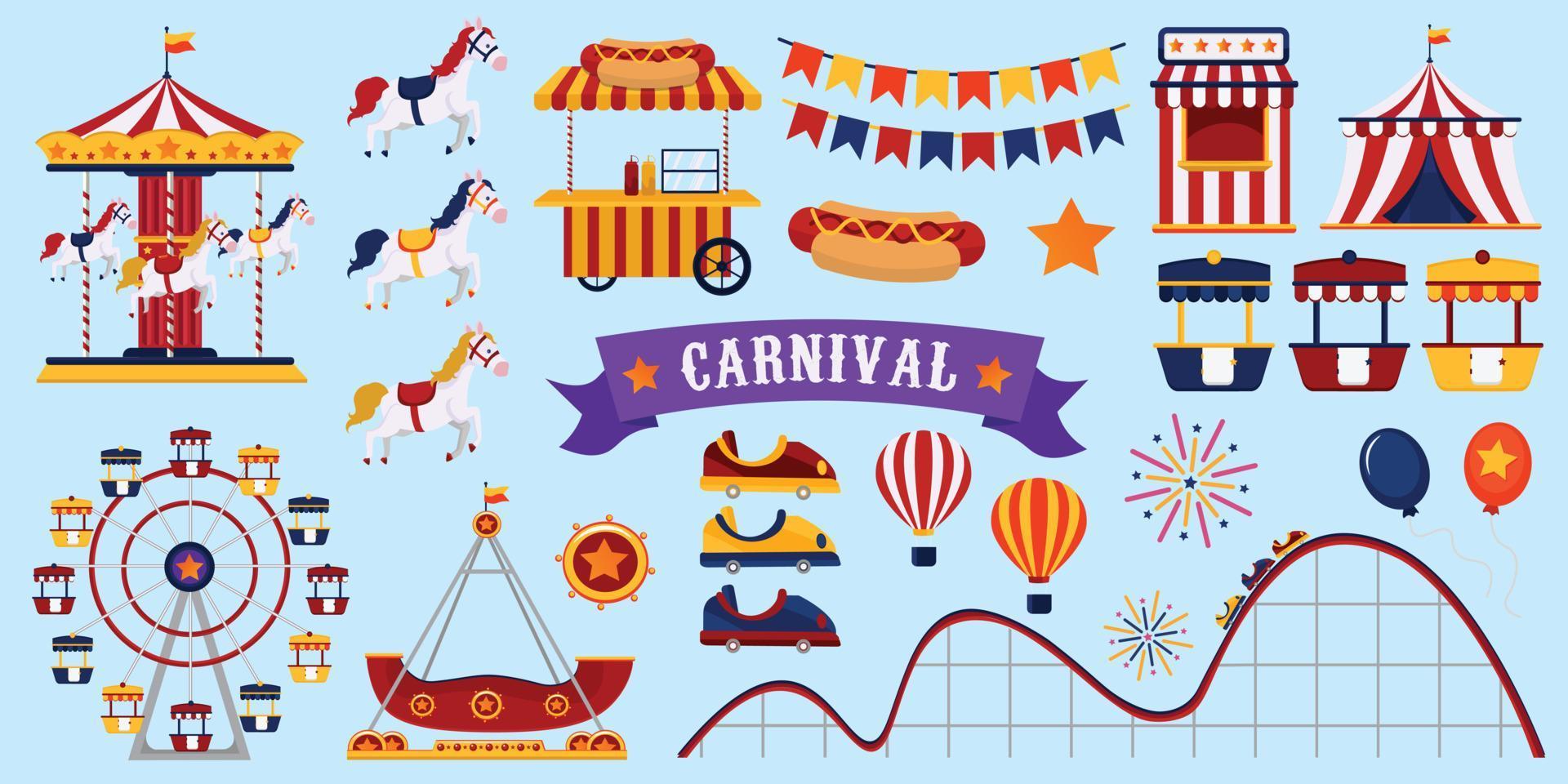 carnaval fest icon set vector