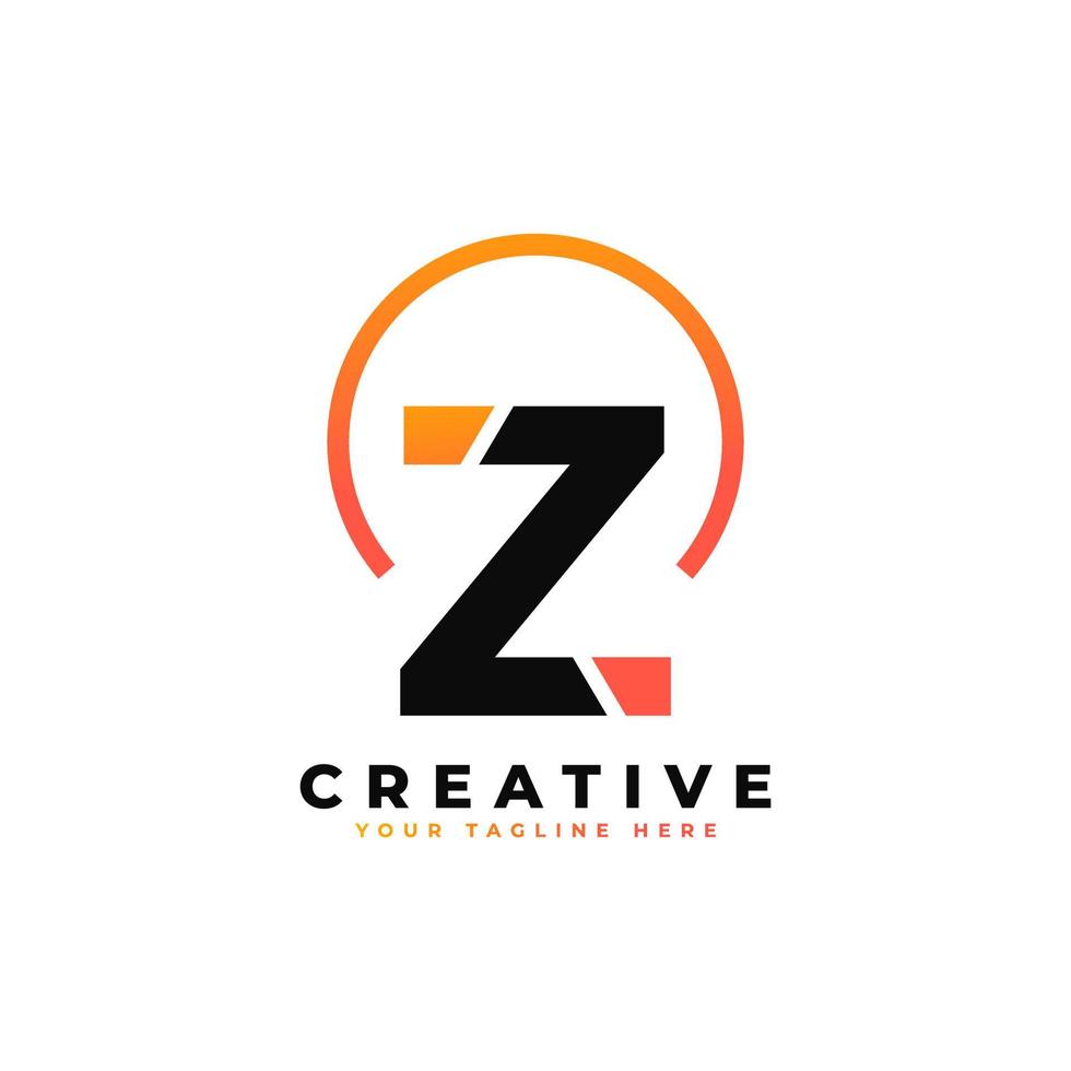 letter z-logo-ontwerp met zwarte oranje kleur en cirkel. cool modern pictogram brieven logo vector. vector