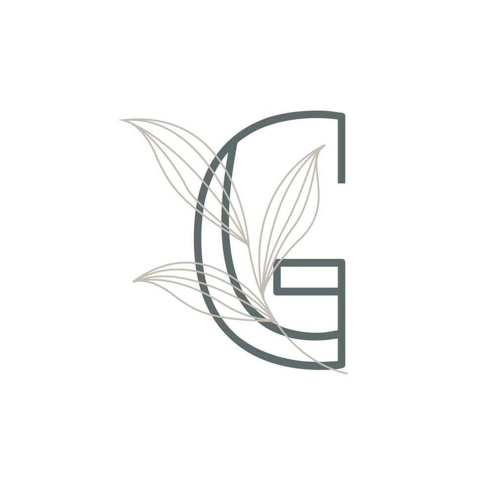 eerste letter g bloemen en botanisch logo. natuurblad vrouwelijk voor schoonheidssalon, massage, cosmetica of spa icoon symbool vector