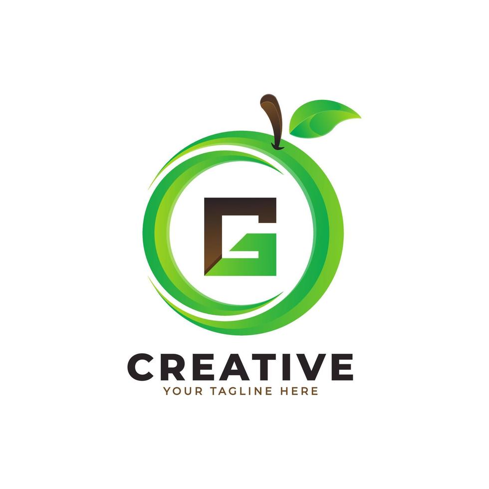 letter g-logo in vers oranje fruit met moderne stijl. merk identiteit logo's ontwerpen vector illustratie sjabloon