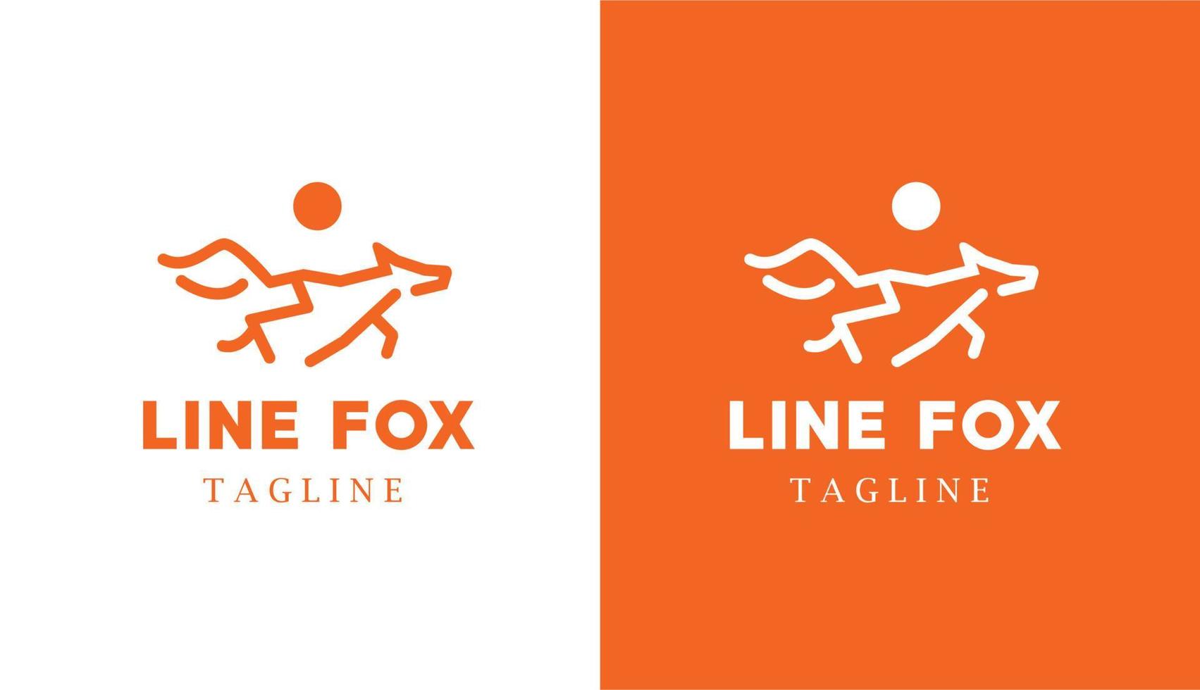 eenvoudige minimalistische wolf monoline, fox line art geometrisch logo oranje perfect voor elk merk vector