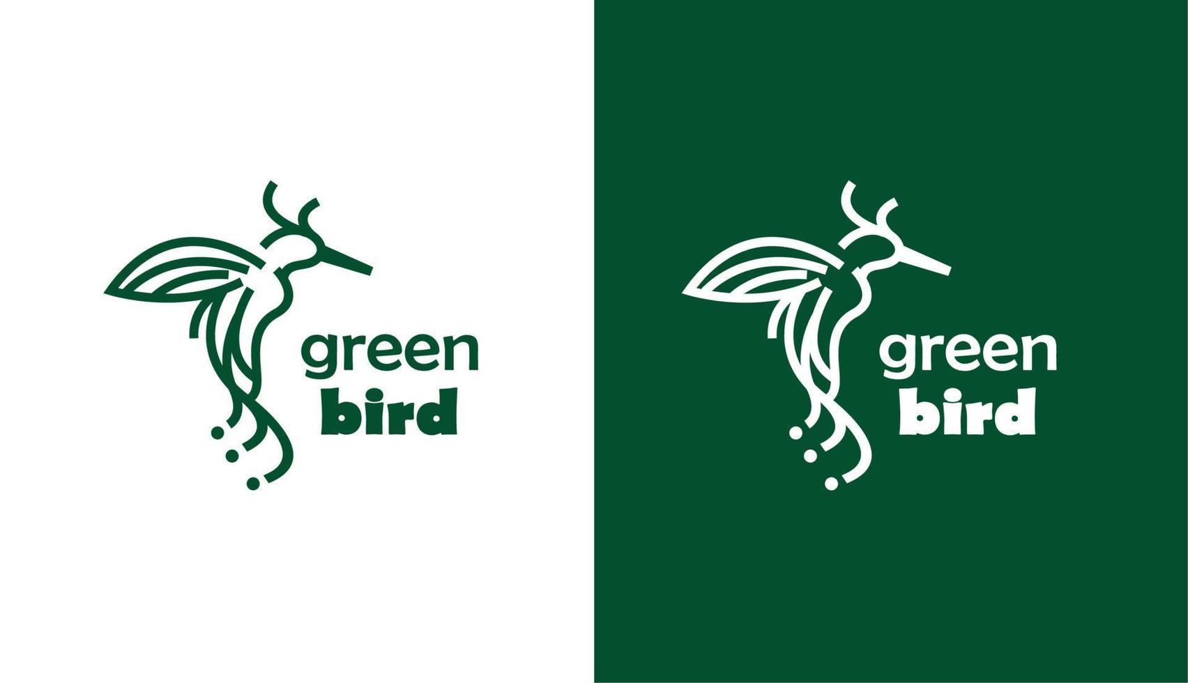 minimalistisch groen vogellogo, monoline kolibrie, geschikt voor bedrijfslogo's voor dierenwinkel, kleding en anderen vector